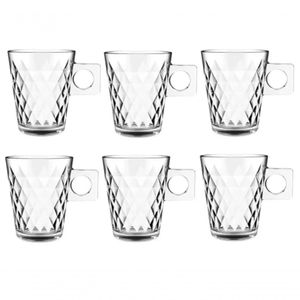 Jogo Com 06 Xícaras Para Café 80 Ml Diamond Vidro Full Fit
