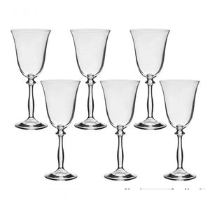 Jogo De 6 Taças De Cristal Para Vinho Tinto 250ml Linha Angela Bohemia