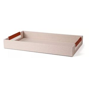Bandeja Em Mdf Com Revestimento Em Linho Off White 40cm Mart