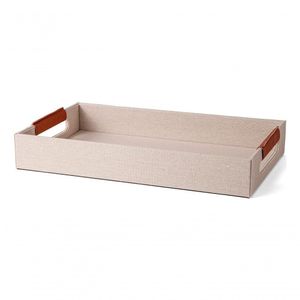 Bandeja Em Mdf Com Revestimento Em Linho Off White 34cm Mart