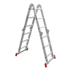 Escada De Aluminio 12 Degraus 3,6mts Premium Base Vermelha