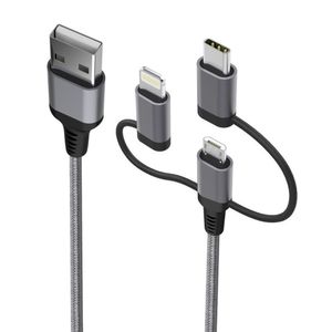 Cabo Multicable 3 Em 1 ? Lightning (Mfi) Micro-Usb | Usb-C Com 1,5 M