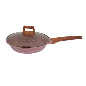 Frigideira Antiaderente Com Tampa Rosa Cazaro 24 Cm