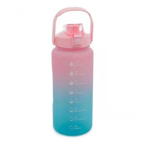 Garrafa Squeeze Grande 2l Em Policarbonato C/ Marcadores Azul E Rosa Lyor