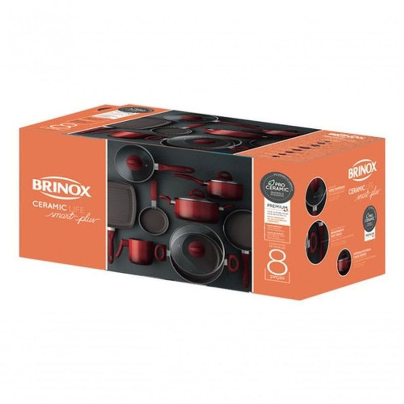 Jogo De Panelas Cerâmica 8 Pçs Smart Plus ceramico - Brinox