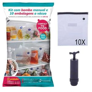 Kit Compact Bag Food 10 Unidades E Bomba Manual Paramount