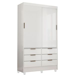 Guarda Roupa Sevilha 2 Portas De Correr 6 Gavetas Com Pés Carioca Móveis Branco