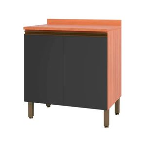 Balcão Macadâmia 80cm Com Tampo 2 Portas 914101 Telasul Freijo E Grafite