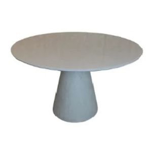 Mesa De Jantar Cone 130 Cm Cimento Queimado + Vidro Cinza Claro