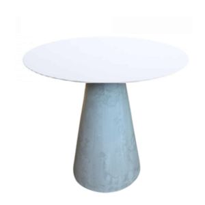 Mesa De Apoio Cone Base Cimento Texturizado - Tampo Off White 70 Cm Altura 70 Cm Branco