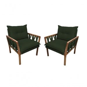 Kit 2 Poltronas Decorativa Luxo Safira Dora Bela Cor 0130 Verde Musgo