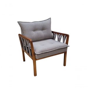 Poltrona Decorativa Luxo Safira Dora Bela Cor Cinza Linho 1005