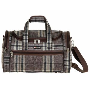 Sacola De Viagem Tonin Tartan Cinza