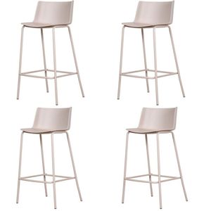 Kit 4 Banquetas Ipanema Alta Fratini 96 Cm (altura) Em Poliuretano (pu) Base Em Aço Nude