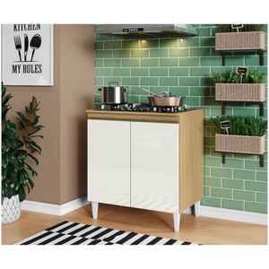 Balcão Aramóveis Kelly Para Cooktop Com 2 Portas Atacama Com Off White