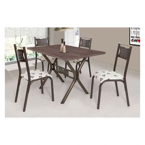 Conjunto De Mesa Com 4 Cadeiras Ciplafe Poeme Bronze/Bege