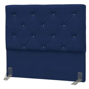 Cabeceira Casal Oásis 145cm Suede Liso Azul Marinho