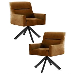 Kit 2 Poltronass Base Eiffel Preto Angel B262 Veludo Laranja