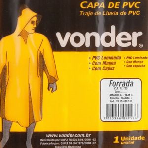 Capa Para Chuva De Pvc Com Forro 110 M Amarela G Vonder Amarelo