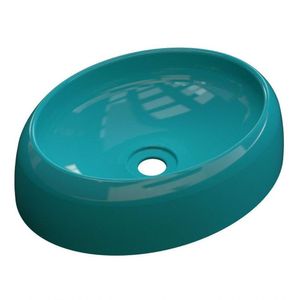 Cuba Pia De Apoio Para Banheiro Oval Capri Ov39w C08 Azul Turquesa