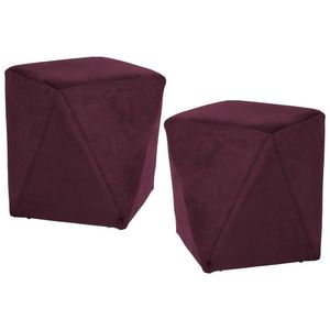 Kit 2 Puffs Decorativos Ametista B-278 Veludo Marsala