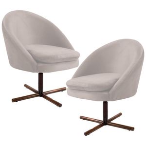 Kit 2 Poltronas Base Xis Madeira Rafa B309 Veludo Bege