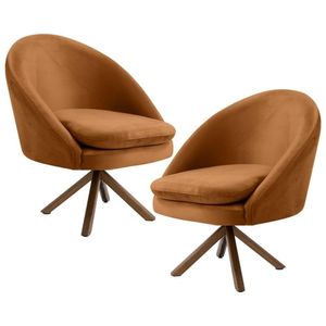 Kit 2 Poltronas Base Madeira Rafa B262 Veludo Telha