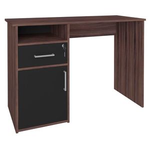 Escrivaninha Mesa Escritório 1 Porta 1 Gaveta Ipê/preto