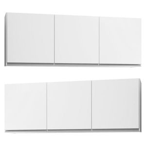 Kit 2 Armários Aéreos 150Cm 3 Portas Argélia Branco - Lumil