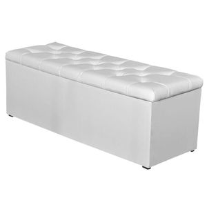 Calçadeira Baú 160Cm Paris Corino Branco - Js Móveis