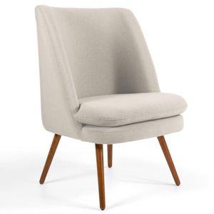 Poltrona Pés Palito Madeira Pérsia B309 Suede Bege Domi