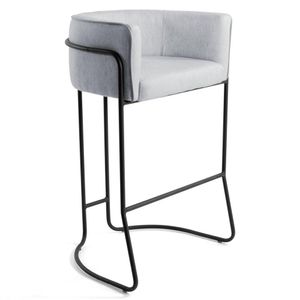 Banqueta Base Aço Preto Betina C-315 Linho Cinza - Domi
