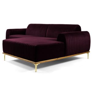 Sofá 265cm 4 Lugares Chaise Direito Pés Gold B-292 Uva
