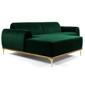 Sofá 350cm 6 Lugares Chaise Esquerdo Pés Gold Verde Musgo