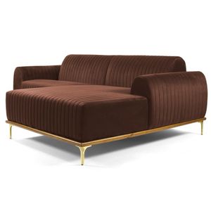 Sofá 320cm 5 Lugares Chaise Direito Pés Gold B-276 Terra