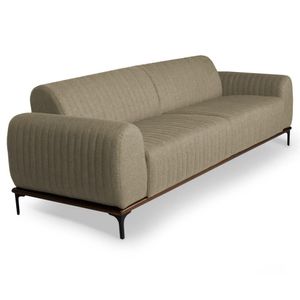 Sofá 210cm 3 Lugares Pés Preto Molino C-129 Linho Bege