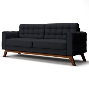 Sofá 210 Cm 3 Lugares Sandero B-300 Veludo Preto - Domi