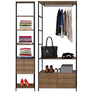 Quarto Modulado 2 Módulos Industrial Quadra Base Preto