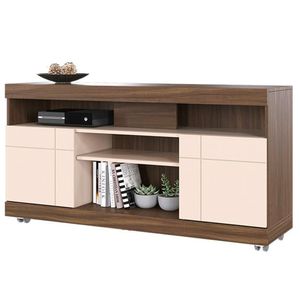Rack Bancada Para Tv Até 55" 136cm Nogueira Real/Off White
