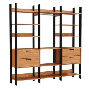 Guarda Roupa 217cm 4 Gavetas Tw404 Freijó/Preto Fosco