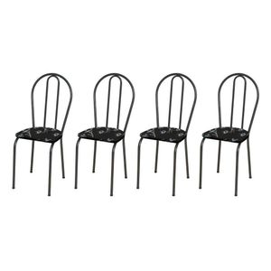 Kit 4 Cadeiras 004 Cromo Preto/florido - Artefamol