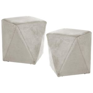 Kit 2 Puffs Decorativos Ametista B-309 Veludo Bege Claro