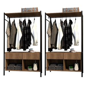 Kit 2 Guarda Roupas 90cm 2 Gavetas Demolição/Preto