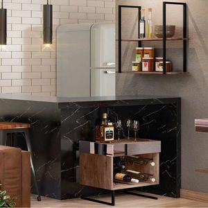 Conjunto Adega Espelhada E Prateleira Demolição/Preto