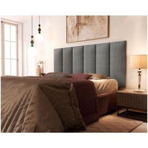 Painel Cabeceira Casal Cancun Suede Cinza