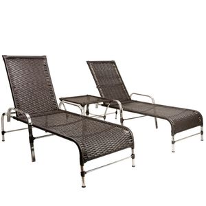 2 Espreguiçadeiras Esteira e 1 Mesa de Centro Garden Tabaco