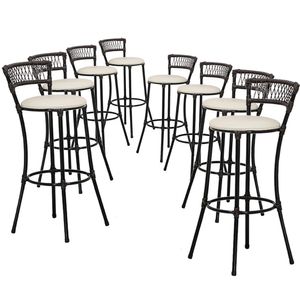 Jogo Com 8 Banquetas Alta Forts Gelo Floral, Fibra Uv Bancada, área Goumert, Bar, Piscina, Balcão