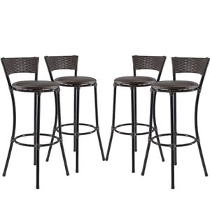 Kit Com 4 Banquetas Altas Forts Fibra Uv Bancada, área Goumert, Bar, Piscina, Balcão, Floral Marrom