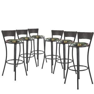 Kit 6 Banquetas Alta Forts Fibra Uv Bancada, área Goumert, Bar, Piscina, Balcão, Floral Preto