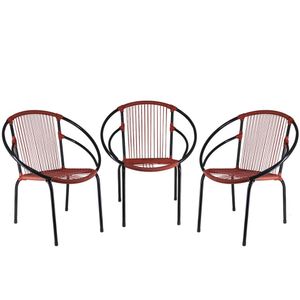 Kit Com 3 Cadeiras Eclipse De área, Cor Vermelho